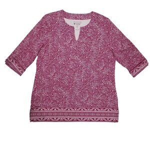 Coolibar St. Lucia Tunic Top UPF 50+ 3/4 Sleeve V-Neck Womens XL Beachy Boho